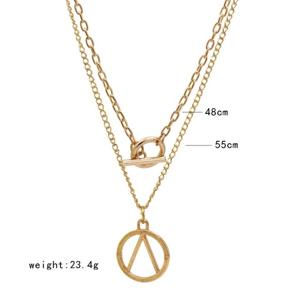 🔥 Clearance 🔥 Elegant Gold Color Geometric Double Layer Necklace - Picture 11 of 16